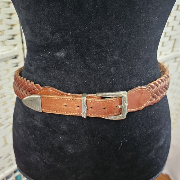 Vintage Argentian Brown Braided Leather Belt - Picture 1 of 6